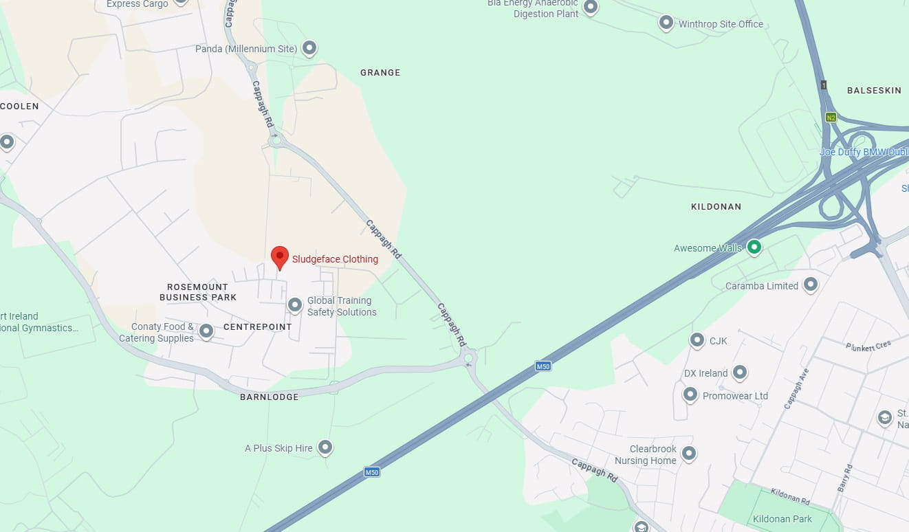 Map showing the Printed Apparel location in Rosemount Business Park